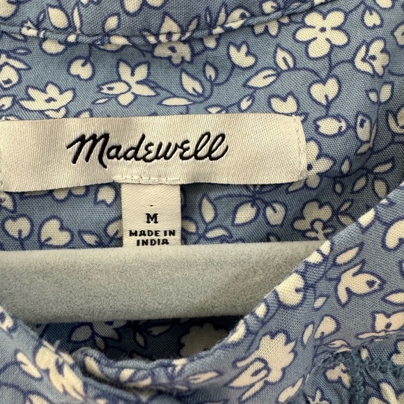 Madewell Short Sleeve Blue White Floral Patterned Dress Sz Medium - Picture 3 of 4